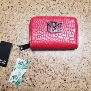 Badgley Mischka Red Croco Short Wallet Womens